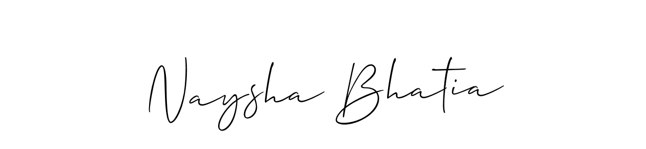 Make a beautiful signature design for name Naysha Bhatia. With this signature (Allison_Script) style, you can create a handwritten signature for free. Naysha Bhatia signature style 2 images and pictures png