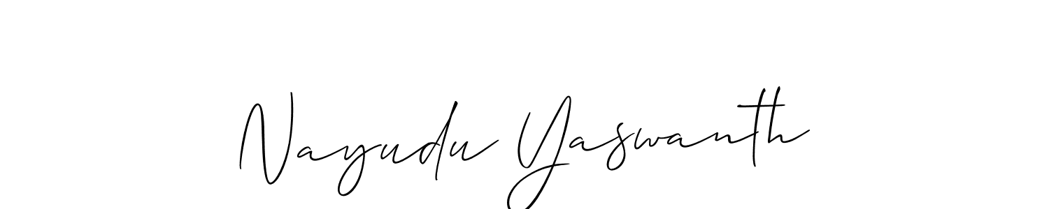 How to make Nayudu Yaswanth name signature. Use Allison_Script style for creating short signs online. This is the latest handwritten sign. Nayudu Yaswanth signature style 2 images and pictures png