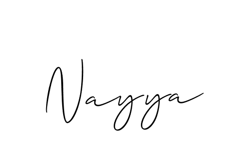 Design your own signature with our free online signature maker. With this signature software, you can create a handwritten (Allison_Script) signature for name Nayya. Nayya signature style 2 images and pictures png