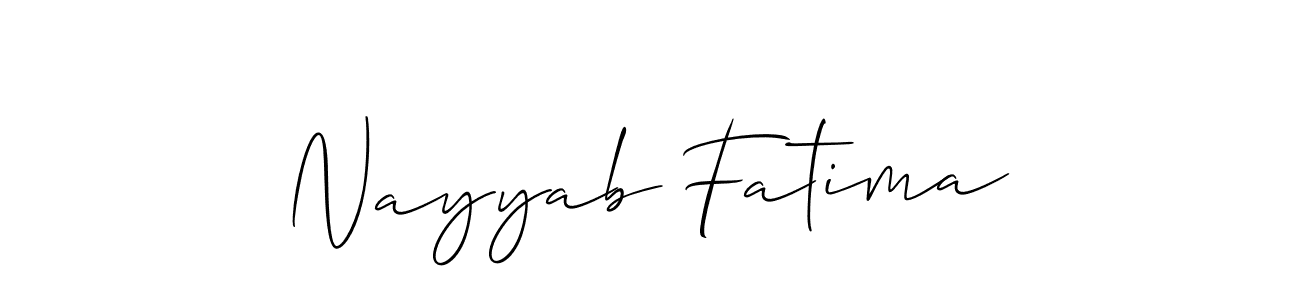 How to make Nayyab Fatima signature? Allison_Script is a professional autograph style. Create handwritten signature for Nayyab Fatima name. Nayyab Fatima signature style 2 images and pictures png