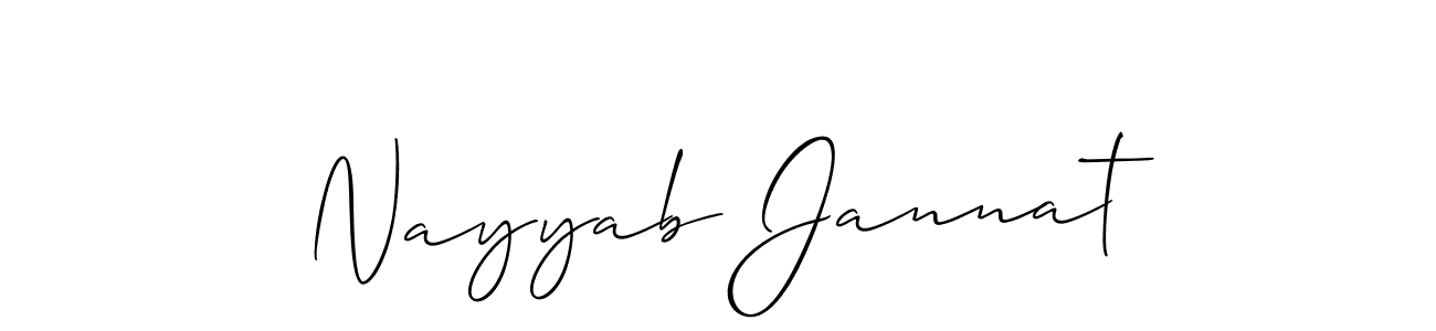 Also we have Nayyab Jannat name is the best signature style. Create professional handwritten signature collection using Allison_Script autograph style. Nayyab Jannat signature style 2 images and pictures png