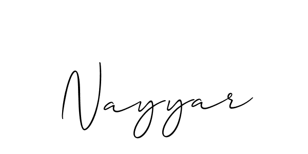 Make a beautiful signature design for name Nayyar. With this signature (Allison_Script) style, you can create a handwritten signature for free. Nayyar signature style 2 images and pictures png