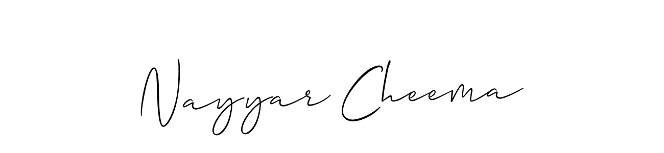 How to make Nayyar Cheema name signature. Use Allison_Script style for creating short signs online. This is the latest handwritten sign. Nayyar Cheema signature style 2 images and pictures png