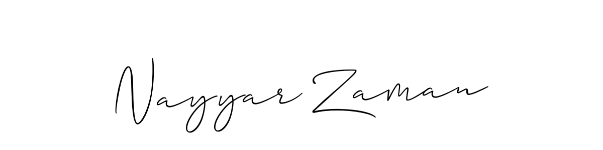 How to make Nayyar Zaman signature? Allison_Script is a professional autograph style. Create handwritten signature for Nayyar Zaman name. Nayyar Zaman signature style 2 images and pictures png
