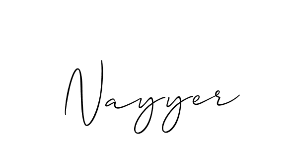 Use a signature maker to create a handwritten signature online. With this signature software, you can design (Allison_Script) your own signature for name Nayyer. Nayyer signature style 2 images and pictures png