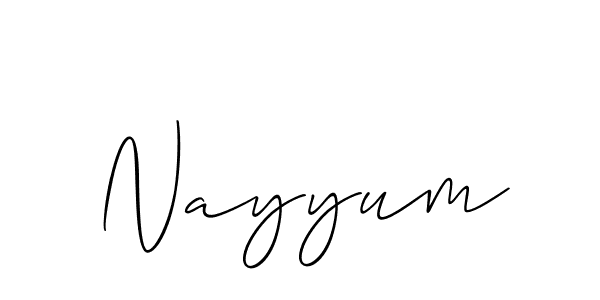 Create a beautiful signature design for name Nayyum. With this signature (Allison_Script) fonts, you can make a handwritten signature for free. Nayyum signature style 2 images and pictures png