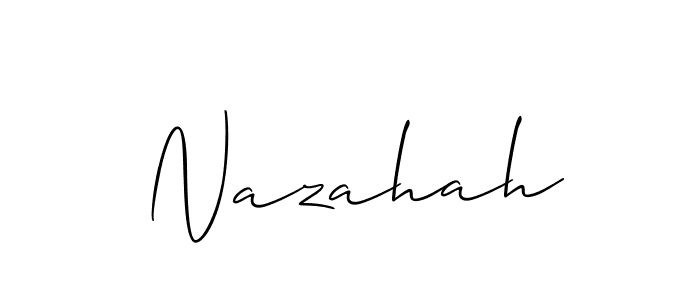 Design your own signature with our free online signature maker. With this signature software, you can create a handwritten (Allison_Script) signature for name Nazahah. Nazahah signature style 2 images and pictures png