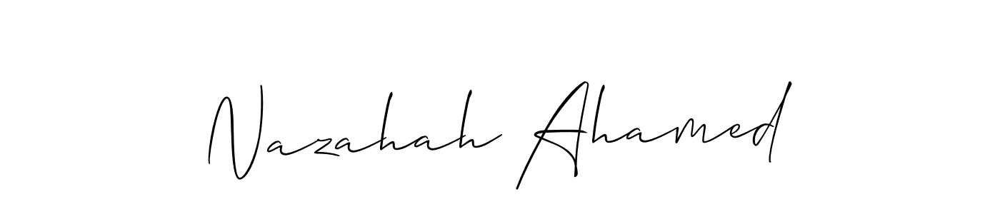 You should practise on your own different ways (Allison_Script) to write your name (Nazahah Ahamed) in signature. don't let someone else do it for you. Nazahah Ahamed signature style 2 images and pictures png
