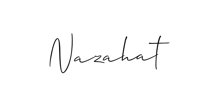 Design your own signature with our free online signature maker. With this signature software, you can create a handwritten (Allison_Script) signature for name Nazahat. Nazahat signature style 2 images and pictures png
