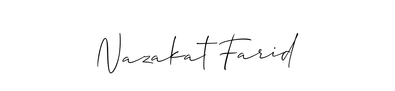 The best way (Allison_Script) to make a short signature is to pick only two or three words in your name. The name Nazakat Farid include a total of six letters. For converting this name. Nazakat Farid signature style 2 images and pictures png