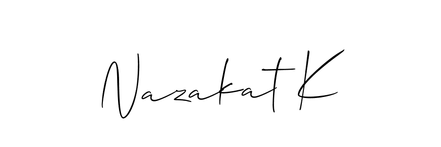 Create a beautiful signature design for name Nazakat K. With this signature (Allison_Script) fonts, you can make a handwritten signature for free. Nazakat K signature style 2 images and pictures png
