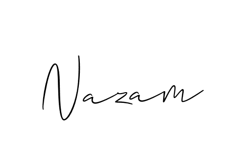 Design your own signature with our free online signature maker. With this signature software, you can create a handwritten (Allison_Script) signature for name Nazam. Nazam signature style 2 images and pictures png
