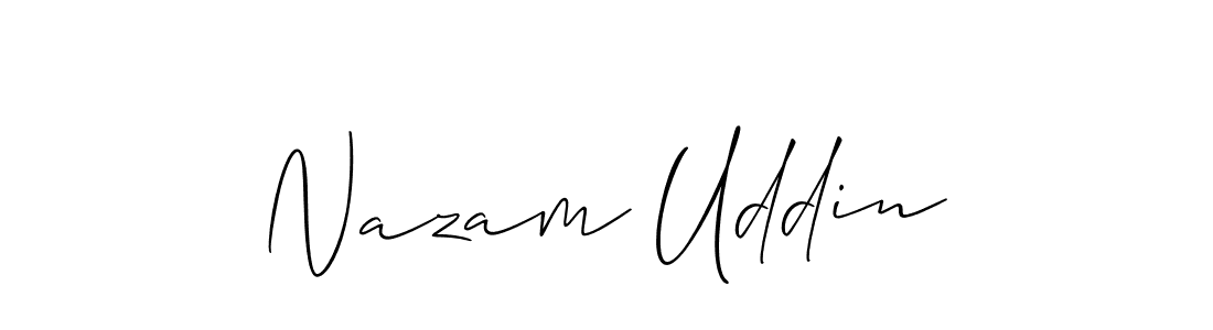 How to make Nazam Uddin name signature. Use Allison_Script style for creating short signs online. This is the latest handwritten sign. Nazam Uddin signature style 2 images and pictures png