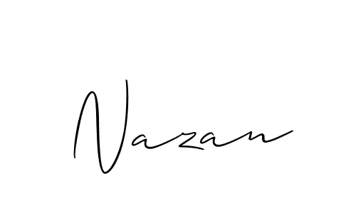 Use a signature maker to create a handwritten signature online. With this signature software, you can design (Allison_Script) your own signature for name Nazan. Nazan signature style 2 images and pictures png