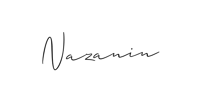 Design your own signature with our free online signature maker. With this signature software, you can create a handwritten (Allison_Script) signature for name Nazanin. Nazanin signature style 2 images and pictures png