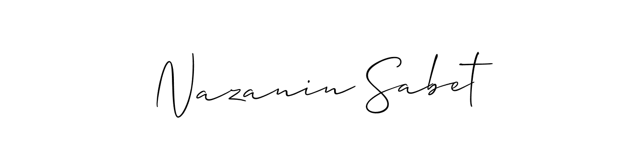 Allison_Script is a professional signature style that is perfect for those who want to add a touch of class to their signature. It is also a great choice for those who want to make their signature more unique. Get Nazanin Sabet name to fancy signature for free. Nazanin Sabet signature style 2 images and pictures png