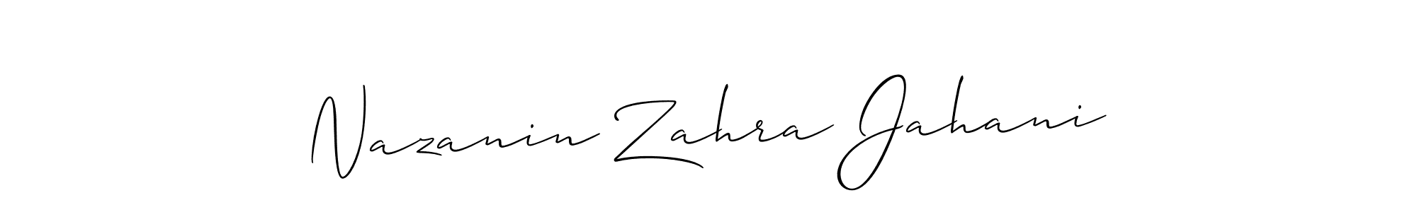 Make a short Nazanin Zahra Jahani signature style. Manage your documents anywhere anytime using Allison_Script. Create and add eSignatures, submit forms, share and send files easily. Nazanin Zahra Jahani signature style 2 images and pictures png