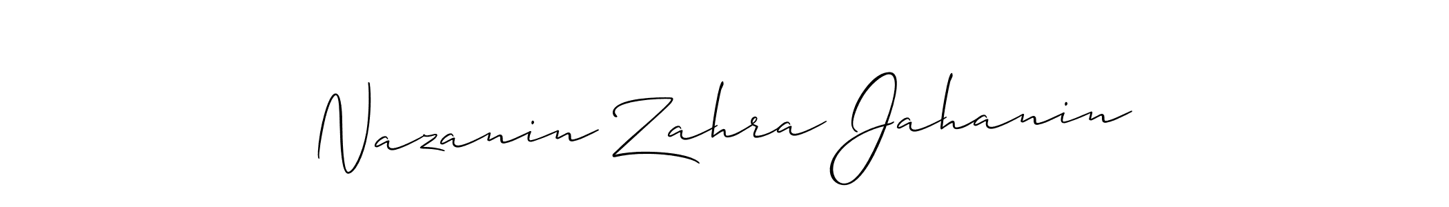 Make a beautiful signature design for name Nazanin Zahra Jahanin. With this signature (Allison_Script) style, you can create a handwritten signature for free. Nazanin Zahra Jahanin signature style 2 images and pictures png