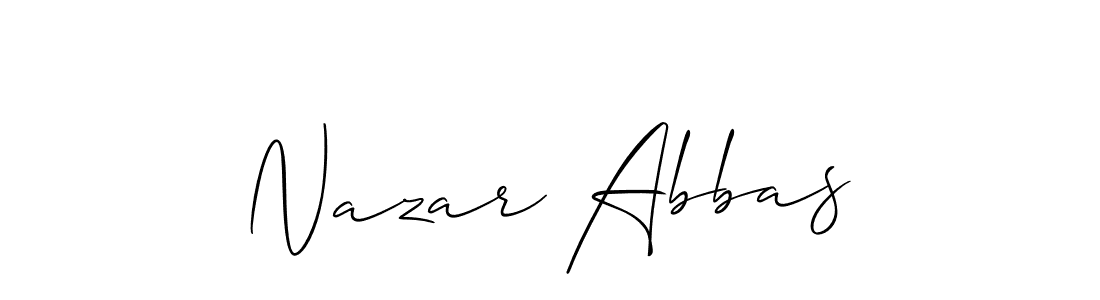 Make a beautiful signature design for name Nazar Abbas. With this signature (Allison_Script) style, you can create a handwritten signature for free. Nazar Abbas signature style 2 images and pictures png