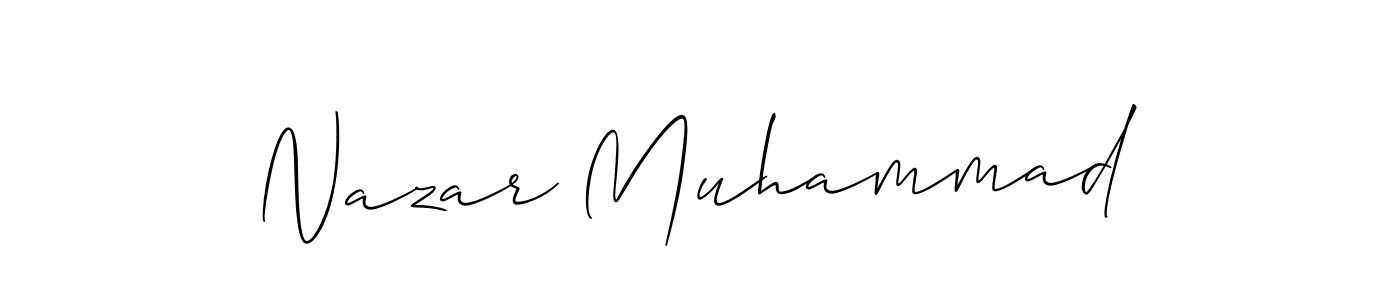 How to make Nazar Muhammad signature? Allison_Script is a professional autograph style. Create handwritten signature for Nazar Muhammad name. Nazar Muhammad signature style 2 images and pictures png