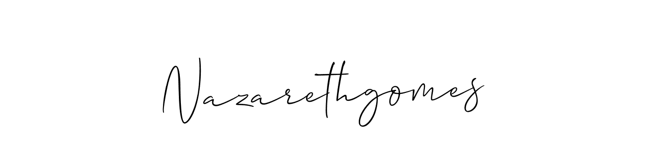 Nazarethgomes stylish signature style. Best Handwritten Sign (Allison_Script) for my name. Handwritten Signature Collection Ideas for my name Nazarethgomes. Nazarethgomes signature style 2 images and pictures png