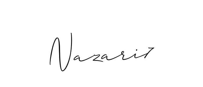 Make a short Nazari7 signature style. Manage your documents anywhere anytime using Allison_Script. Create and add eSignatures, submit forms, share and send files easily. Nazari7 signature style 2 images and pictures png