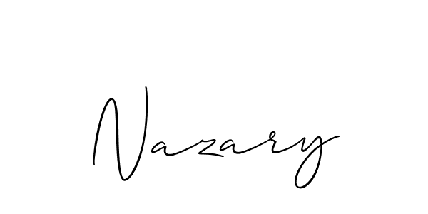 Make a beautiful signature design for name Nazary. With this signature (Allison_Script) style, you can create a handwritten signature for free. Nazary signature style 2 images and pictures png