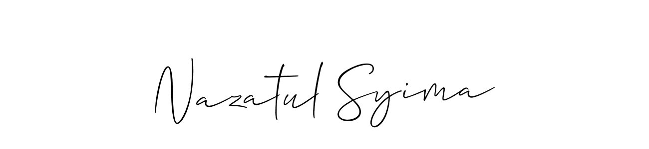 Similarly Allison_Script is the best handwritten signature design. Signature creator online .You can use it as an online autograph creator for name Nazatul Syima. Nazatul Syima signature style 2 images and pictures png