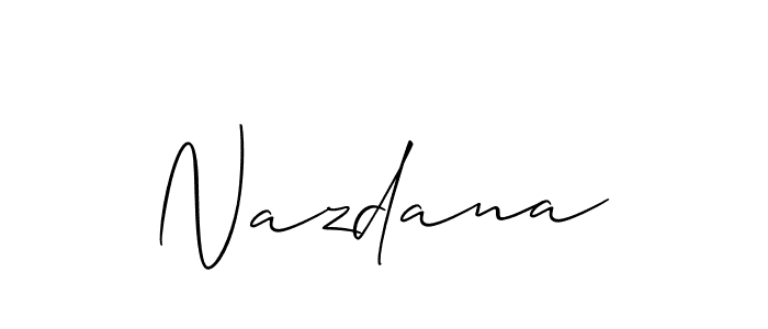 Design your own signature with our free online signature maker. With this signature software, you can create a handwritten (Allison_Script) signature for name Nazdana. Nazdana signature style 2 images and pictures png