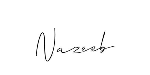 Use a signature maker to create a handwritten signature online. With this signature software, you can design (Allison_Script) your own signature for name Nazeeb. Nazeeb signature style 2 images and pictures png