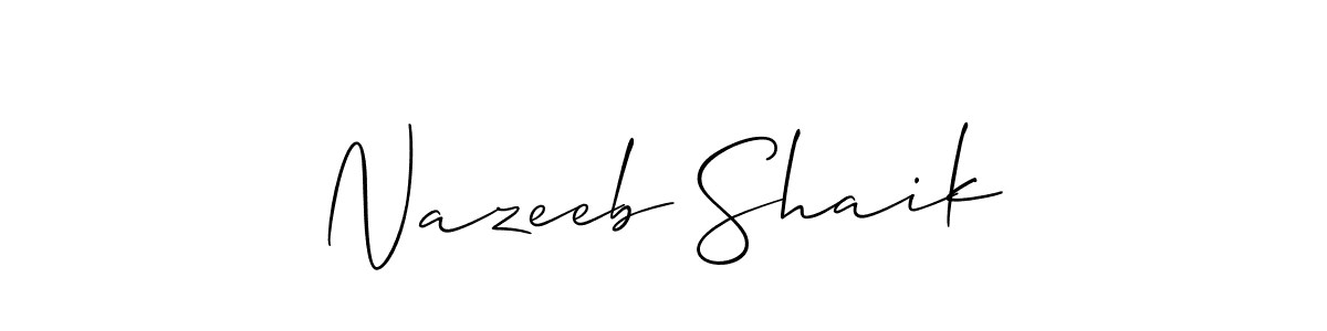 if you are searching for the best signature style for your name Nazeeb Shaik. so please give up your signature search. here we have designed multiple signature styles  using Allison_Script. Nazeeb Shaik signature style 2 images and pictures png
