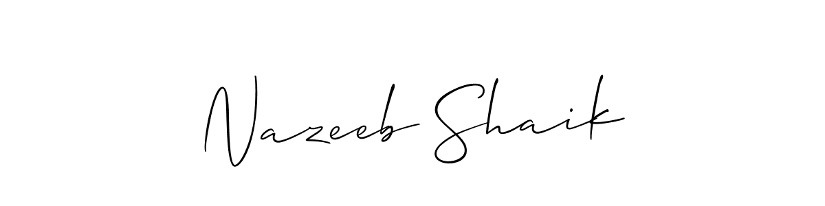 Create a beautiful signature design for name Nazeeb Shaik. With this signature (Allison_Script) fonts, you can make a handwritten signature for free. Nazeeb Shaik signature style 2 images and pictures png