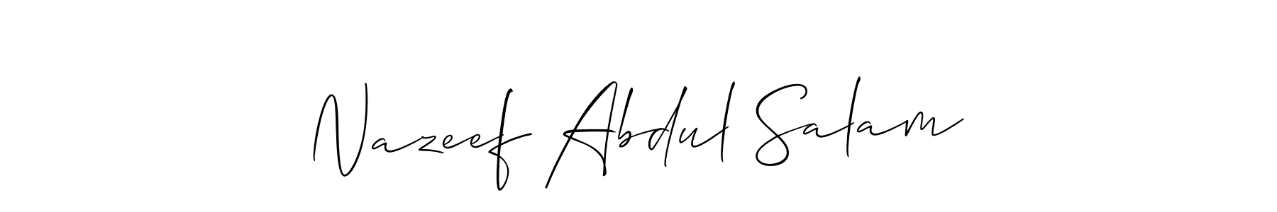 Create a beautiful signature design for name Nazeef Abdul Salam. With this signature (Allison_Script) fonts, you can make a handwritten signature for free. Nazeef Abdul Salam signature style 2 images and pictures png