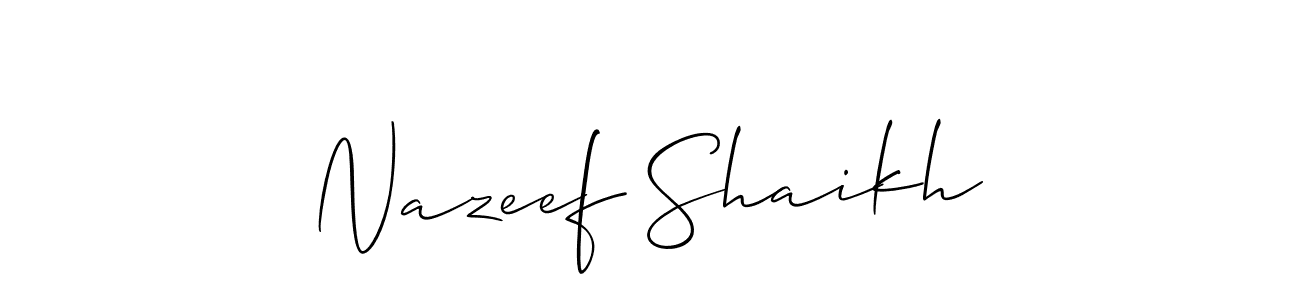 The best way (Allison_Script) to make a short signature is to pick only two or three words in your name. The name Nazeef Shaikh include a total of six letters. For converting this name. Nazeef Shaikh signature style 2 images and pictures png