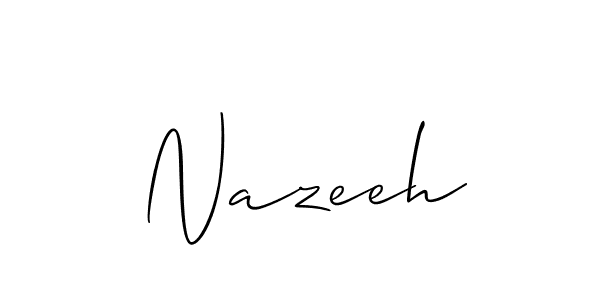 if you are searching for the best signature style for your name Nazeeh. so please give up your signature search. here we have designed multiple signature styles  using Allison_Script. Nazeeh signature style 2 images and pictures png