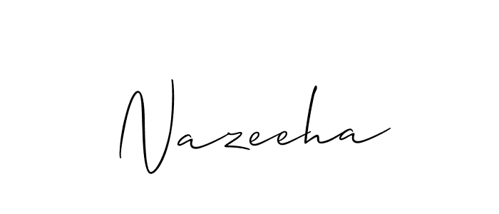 if you are searching for the best signature style for your name Nazeeha. so please give up your signature search. here we have designed multiple signature styles  using Allison_Script. Nazeeha signature style 2 images and pictures png