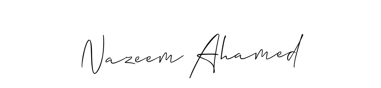 You should practise on your own different ways (Allison_Script) to write your name (Nazeem Ahamed) in signature. don't let someone else do it for you. Nazeem Ahamed signature style 2 images and pictures png