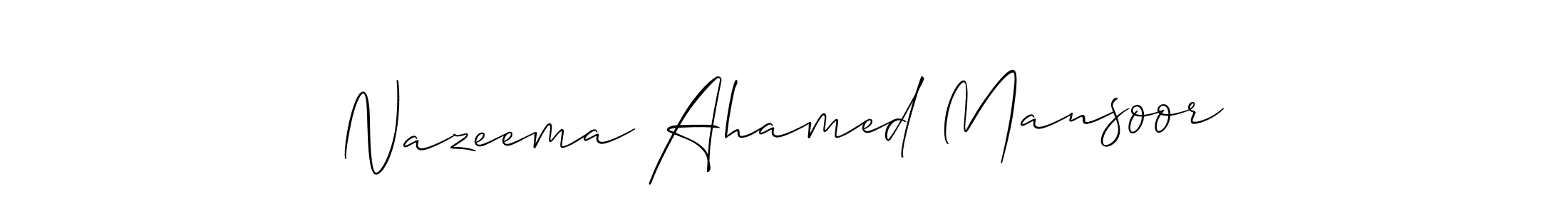 Similarly Allison_Script is the best handwritten signature design. Signature creator online .You can use it as an online autograph creator for name Nazeema Ahamed Mansoor. Nazeema Ahamed Mansoor signature style 2 images and pictures png