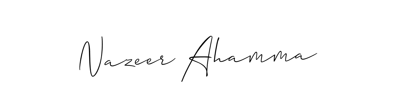 How to make Nazeer Ahamma name signature. Use Allison_Script style for creating short signs online. This is the latest handwritten sign. Nazeer Ahamma signature style 2 images and pictures png