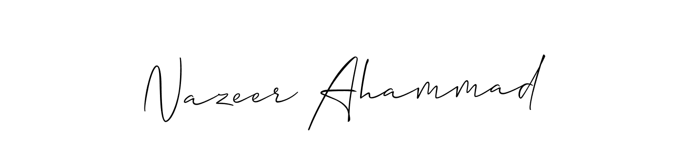Create a beautiful signature design for name Nazeer Ahammad. With this signature (Allison_Script) fonts, you can make a handwritten signature for free. Nazeer Ahammad signature style 2 images and pictures png