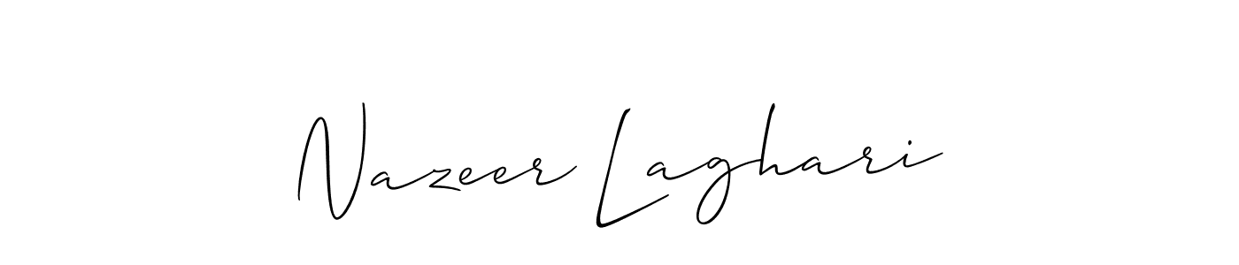 Create a beautiful signature design for name Nazeer Laghari. With this signature (Allison_Script) fonts, you can make a handwritten signature for free. Nazeer Laghari signature style 2 images and pictures png