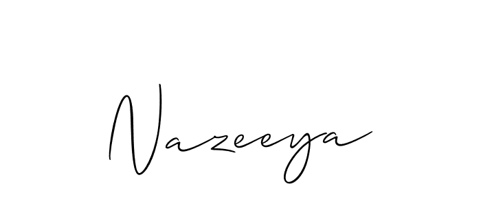 Also we have Nazeeya name is the best signature style. Create professional handwritten signature collection using Allison_Script autograph style. Nazeeya signature style 2 images and pictures png