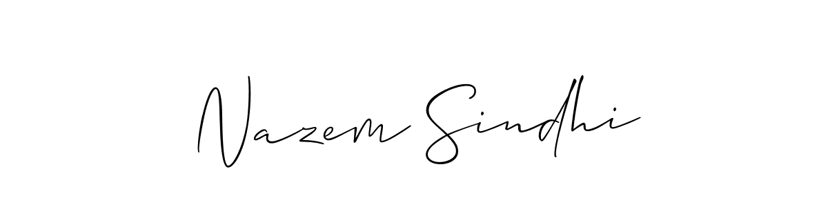 Make a beautiful signature design for name Nazem Sindhi. With this signature (Allison_Script) style, you can create a handwritten signature for free. Nazem Sindhi signature style 2 images and pictures png