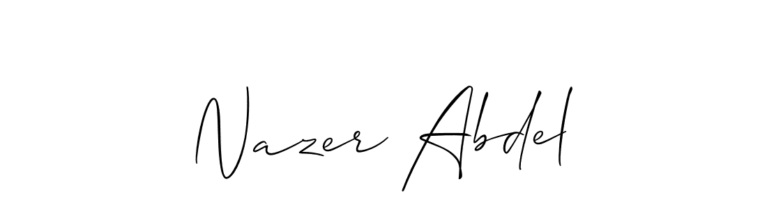 The best way (Allison_Script) to make a short signature is to pick only two or three words in your name. The name Nazer Abdel include a total of six letters. For converting this name. Nazer Abdel signature style 2 images and pictures png