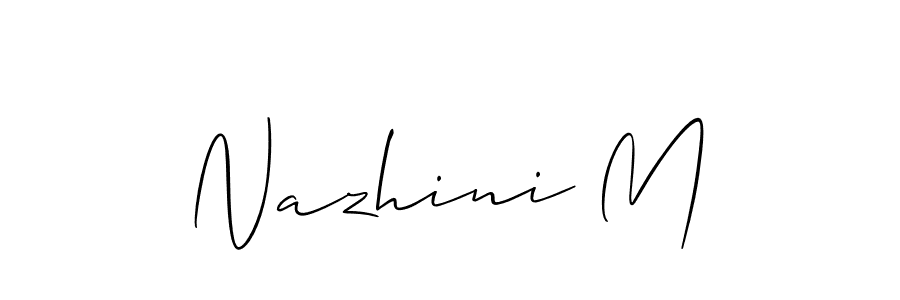 Make a short Nazhini M signature style. Manage your documents anywhere anytime using Allison_Script. Create and add eSignatures, submit forms, share and send files easily. Nazhini M signature style 2 images and pictures png