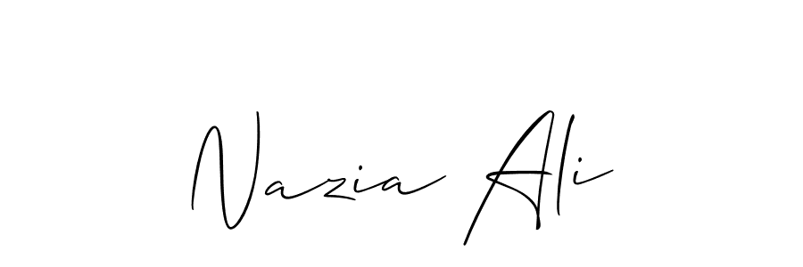 Design your own signature with our free online signature maker. With this signature software, you can create a handwritten (Allison_Script) signature for name Nazia Ali. Nazia Ali signature style 2 images and pictures png