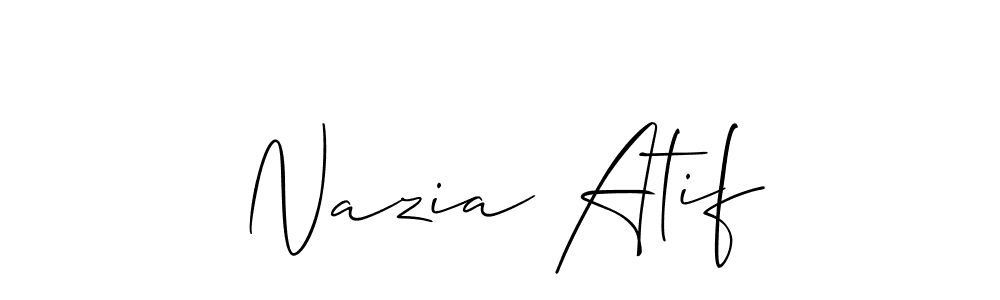 Create a beautiful signature design for name Nazia Atif. With this signature (Allison_Script) fonts, you can make a handwritten signature for free. Nazia Atif signature style 2 images and pictures png