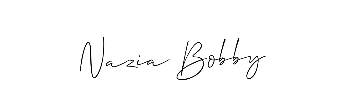 Allison_Script is a professional signature style that is perfect for those who want to add a touch of class to their signature. It is also a great choice for those who want to make their signature more unique. Get Nazia Bobby name to fancy signature for free. Nazia Bobby signature style 2 images and pictures png