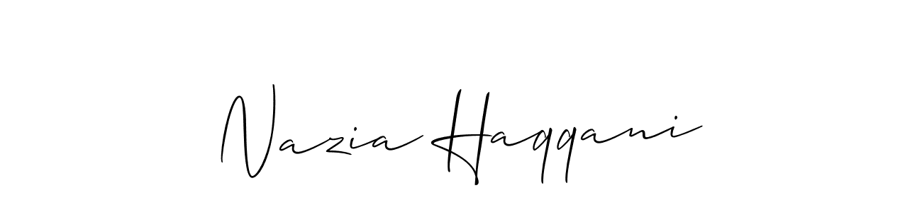 Allison_Script is a professional signature style that is perfect for those who want to add a touch of class to their signature. It is also a great choice for those who want to make their signature more unique. Get Nazia Haqqani name to fancy signature for free. Nazia Haqqani signature style 2 images and pictures png