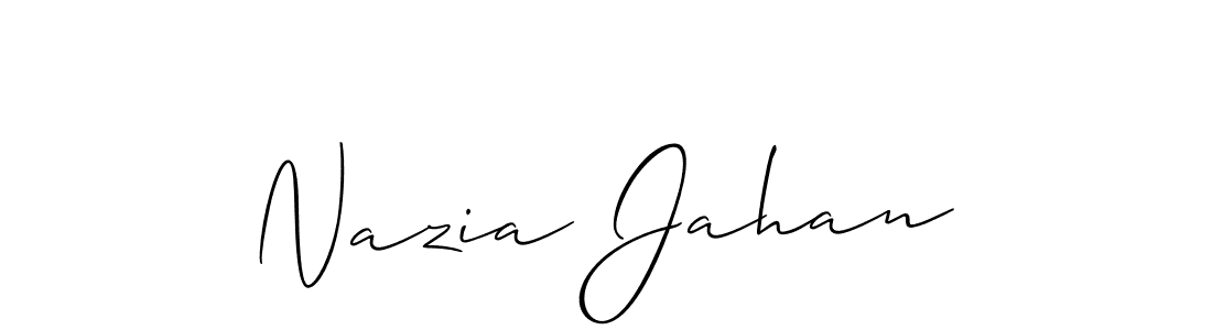 It looks lik you need a new signature style for name Nazia Jahan. Design unique handwritten (Allison_Script) signature with our free signature maker in just a few clicks. Nazia Jahan signature style 2 images and pictures png